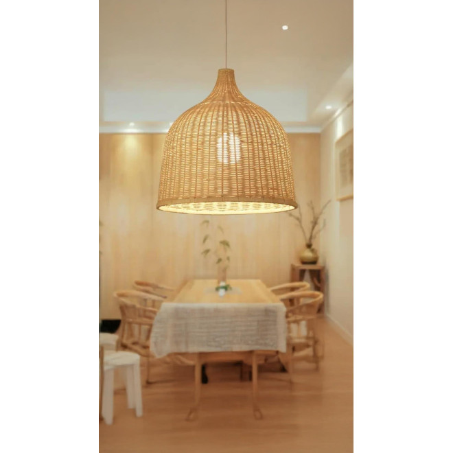 Handmade Tasarım Bamboo Avize Hasır Avize 1.sınıf Kalitem 32 Cm Çap Naturel Ferahlık Katar