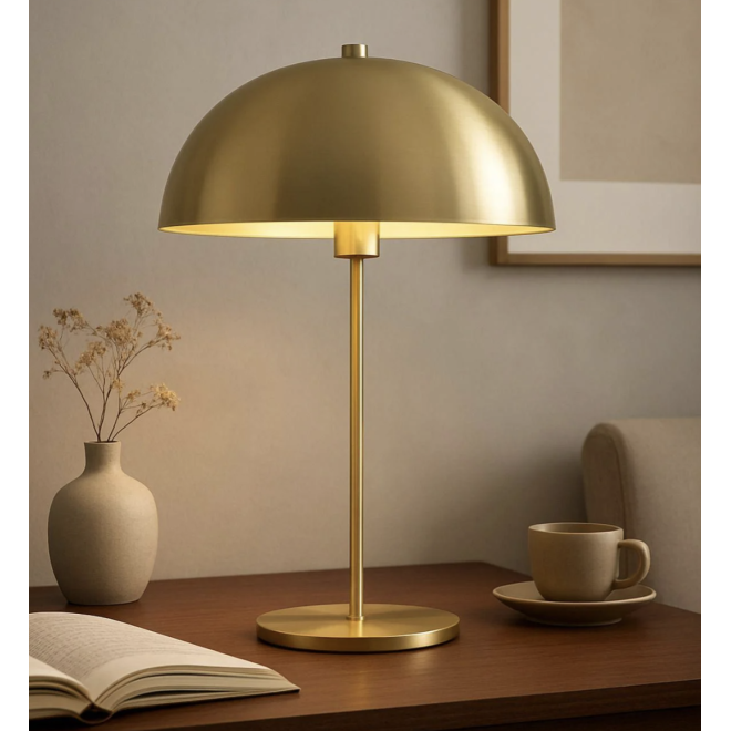 Modern Tasarım Mars Abajur Dekoratif Masa Lambası Eskitme Gold Sarı Metal Gövde