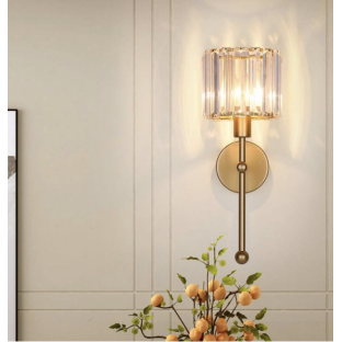 Modern Kristal Taşlı 1 Adet Kablosuz Pilli Aplik Aç Kapa Butonlu Tak Çalıştır Eskitme Gold