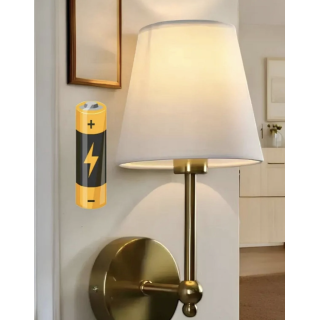 Modern Kablosuz Duvar Aplik Lampe Pilli Aplik Eskitme Gold Pil İle Çalışır Krem Abajur