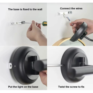 Modern Kablosuz Duvar Aplik Lampe Pilli Aplik Mat Siyah Pil İle Çalışır Krem Abajur