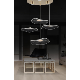 Modern Tasarım Jellyfish Led Avize Dörtlü Sarkıt Gold Sarı