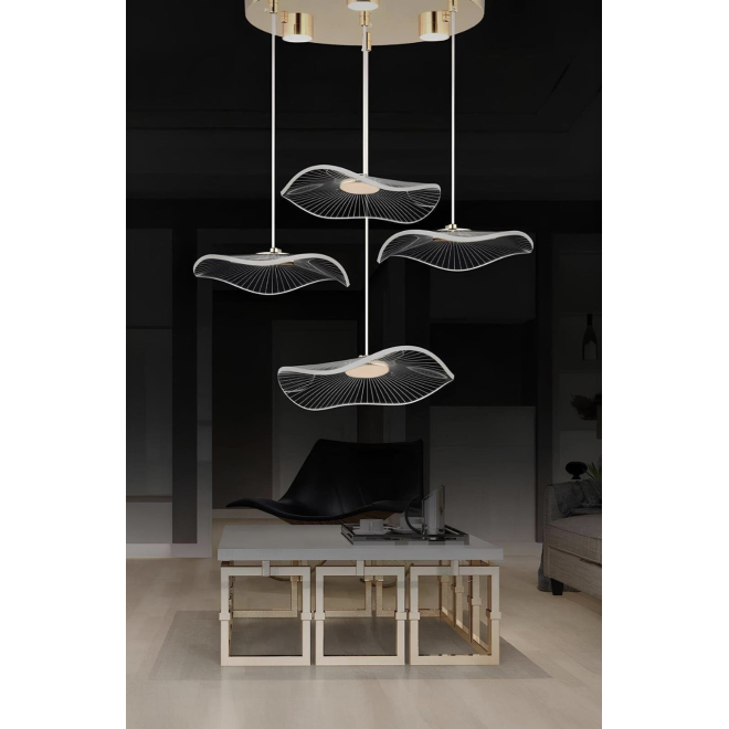 Modern Tasarım Jellyfish Led Avize Dörtlü Sarkıt Gold Sarı