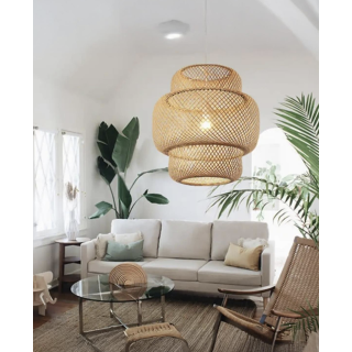 Naturel Nordic Tasarım Bamboo Avize Hasır Avize 1.sınıf Kalite 40 Cm Ferahlık Katar