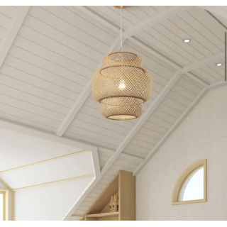 Naturel Nordic Tasarım Bamboo Avize Hasır Avize 1.sınıf Kalite 40 Cm Ferahlık Katar