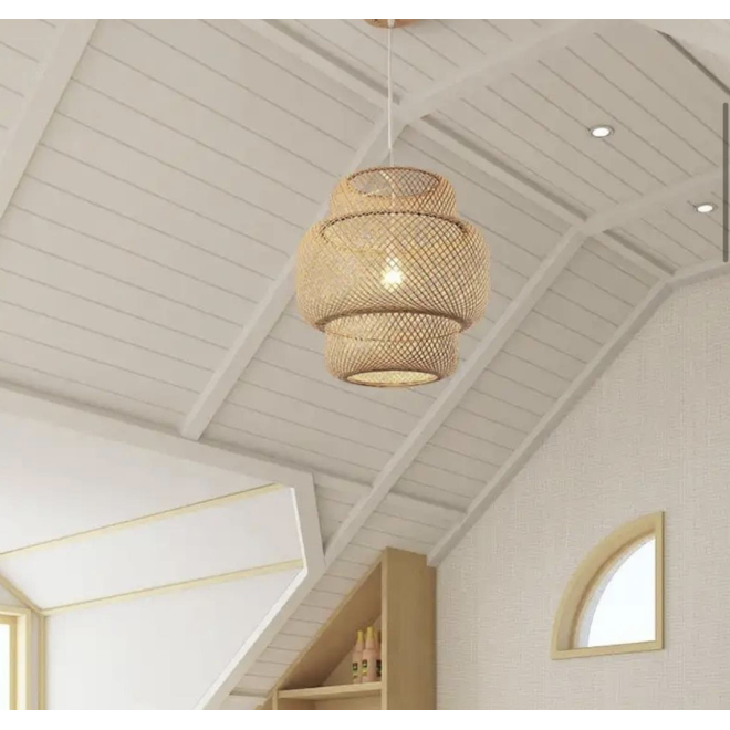 Naturel Nordic Tasarım Bamboo Avize Hasır Avize 1.sınıf Kalite 40 Cm Ferahlık Katar