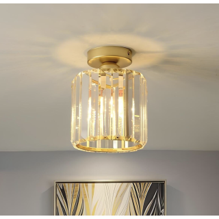 Modern Luxury Plafonyer Kristal Taşlı Avize Gold Sarı Hol Antre Avize