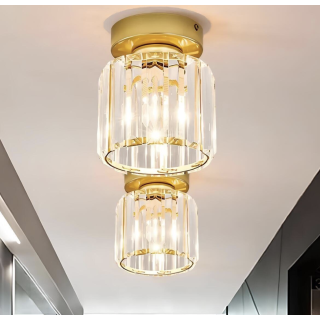 Modern Luxury Plafonyer Kristal Taşlı Avize Gold Sarı Hol Antre Avize