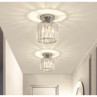 Modern Luxury Plafonyer Tavan Kristal Taşlı Avize Krom Hol Antre Avize Büyük Boy