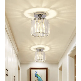 Modern Luxury Plafonyer Tavan Kristal Taşlı Avize Krom Hol Antre Avize Büyük Boy