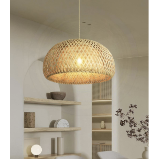 Nordic Tasarım Bamboo Avize Hasır Avize 1.sınıf Kalite 300mm Çap Naturel Ferahlık Katar