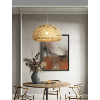 Nordic Tasarım Bamboo Avize Hasır Avize 1.sınıf Kalite 300mm Çap Naturel Ferahlık Katar