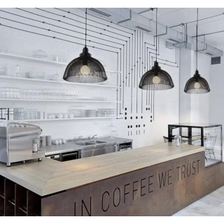 Modern Tasarım Retro Tel Tasarım Sarkıt Avize Siyah Metal Gövde