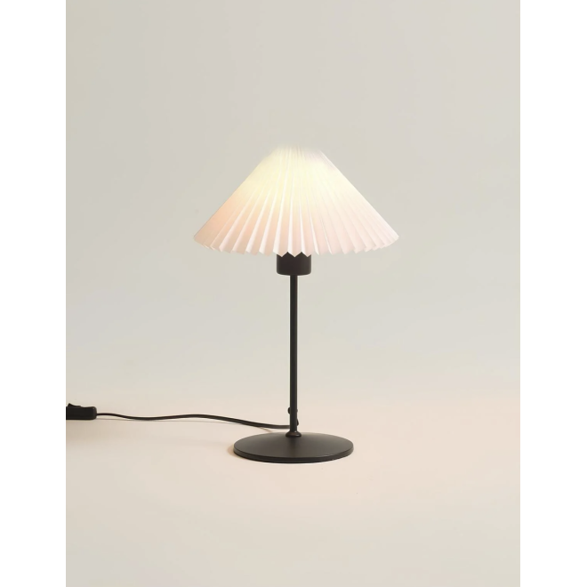 Modern Tasarım Umbrella Abajur Krem Şapka Masa Lambası Siyah Gövde