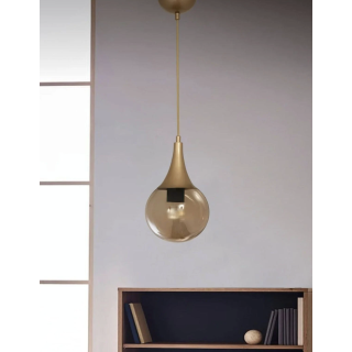 Modern Beyaz Glop Camlı Avize Tekli Sarkıt Salon Oturma Odası Hol Antre Mutfak Avize Eskime Gold