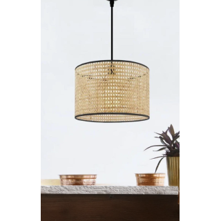 Modern Rattan Boheme Tasarım Salon Mutfak Oturma Odası Avize Doğal Hazeran Tekli Avize Hasır 25 Cm