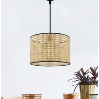 Modern Rattan Boheme Tasarım Salon Mutfak Oturma Odası Avize Doğal Hazeran Tekli Avize Hasır 25 Cm