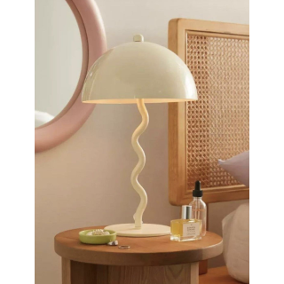 Modern Tasarım Mars Zigzag Abajur Metal Gövde Krem