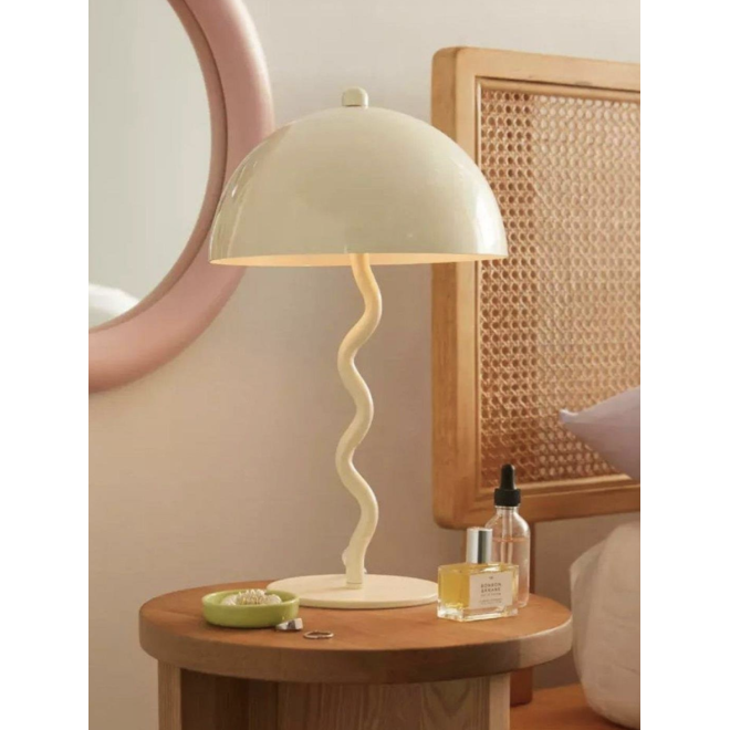 Modern Tasarım Mars Zigzag Abajur Metal Gövde Krem