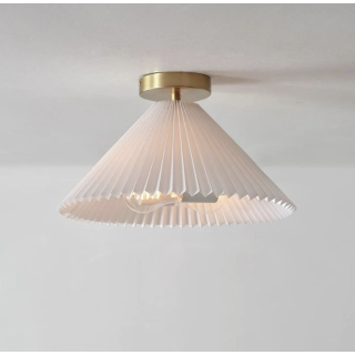 Modern Tasarım Umbrella Plafonyer Tavan Avize Krem Kumaş Abajur Eskitme Gold Sarı