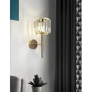 Modern Lüks Kristal Taşlı Aplik Elektrikle Çalışır Gold Sarı 1 Adet