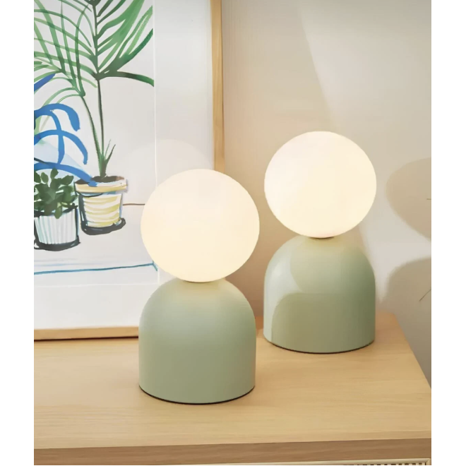 Modern Tasarım Venüs Abajur Beyaz Glop Camlı 1 Adet Kablolu Tak Çalıştır Mint Yeşili