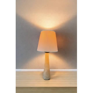 Modern Ağaç Abajur Krem Şapkalı El Yapımı Doğal Ahşap Gövde Abajur Masa Lambası