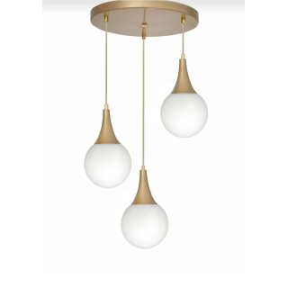 Modern 3'lü Sarkıt Beyaz Opal Camlı Salon Mutfak Oturma Odası Avize Eskitme Gold