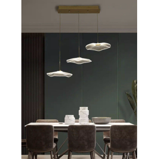 Üçlü Sıralı Sarkıt Led Avize Jellyfish Gold Sarı Ledli Avize