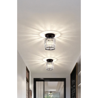 Modern Luxury Plafonyer Tavan Kristal Taşlı Avize Hol Antre Avize Siyah