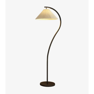 Modern Tasarım Umbrella Abajur Ayaklı Lambader Krem Şapka Mat Siyah Gövde Ayaklı Lambader