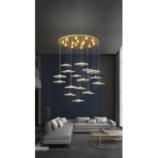 Luxury Exclusive Yuvarlak Sarkıt Led Avize Jellyfish Gold Sarı 16'lı Ledli Avize