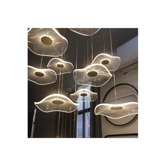 Luxury Exclusive Yuvarlak Sarkıt Led Avize Jellyfish Gold Sarı 16'lı Ledli Avize