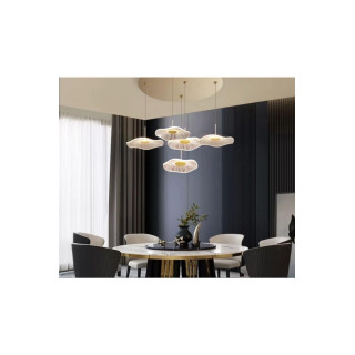 Luxury Exclusive Beşli Yuvarlak Sarkıt Led Avize Jellyfish Gold Sarı Ledli Avize