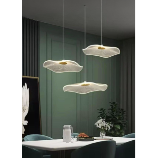 Modern Lotus Sarkıt Avize 3 lü Sarkıt Avize French Gold Sarı Power Led Avize Warm White Gün Işığı