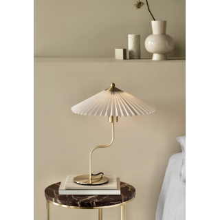 Modern Tasarım Umbrella Abajur Krem Şapka Parlak Gold Sarı Gövde