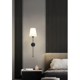 Modern 1 Adet Duvar Aplik Mat Siyah Gövde Beyaz Aplik Krem Şapka Elektrikle Çalışır