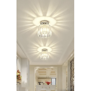 Luxury Tavan Kristal Taşlı Avize Krom Hol Antre Avize Büyük Boy