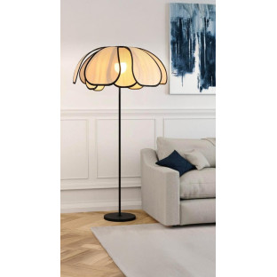 Palimye Lambader Hasır Kumaş Abajur Siyah Gövde