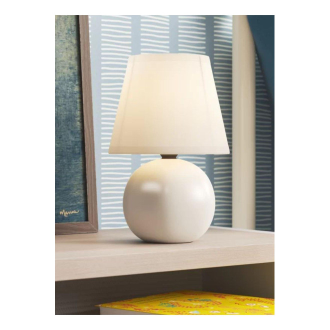 Dennis Modern Krem Şapka Abajur Beyaz Krem Metal Gövde