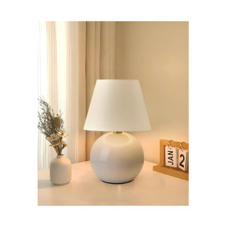 Dennis Modern Krem Şapka Abajur Beyaz Krem Metal Gövde